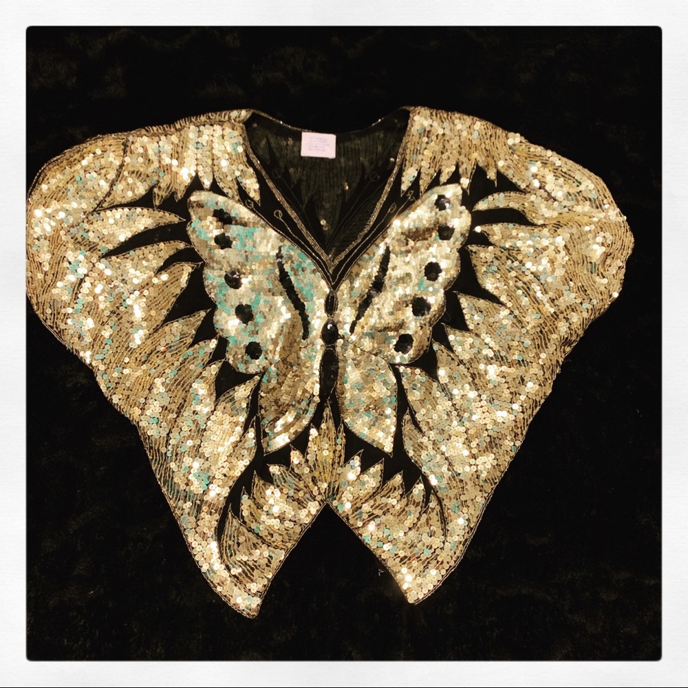 Pure Silk Sequin Butterfly Blouse.